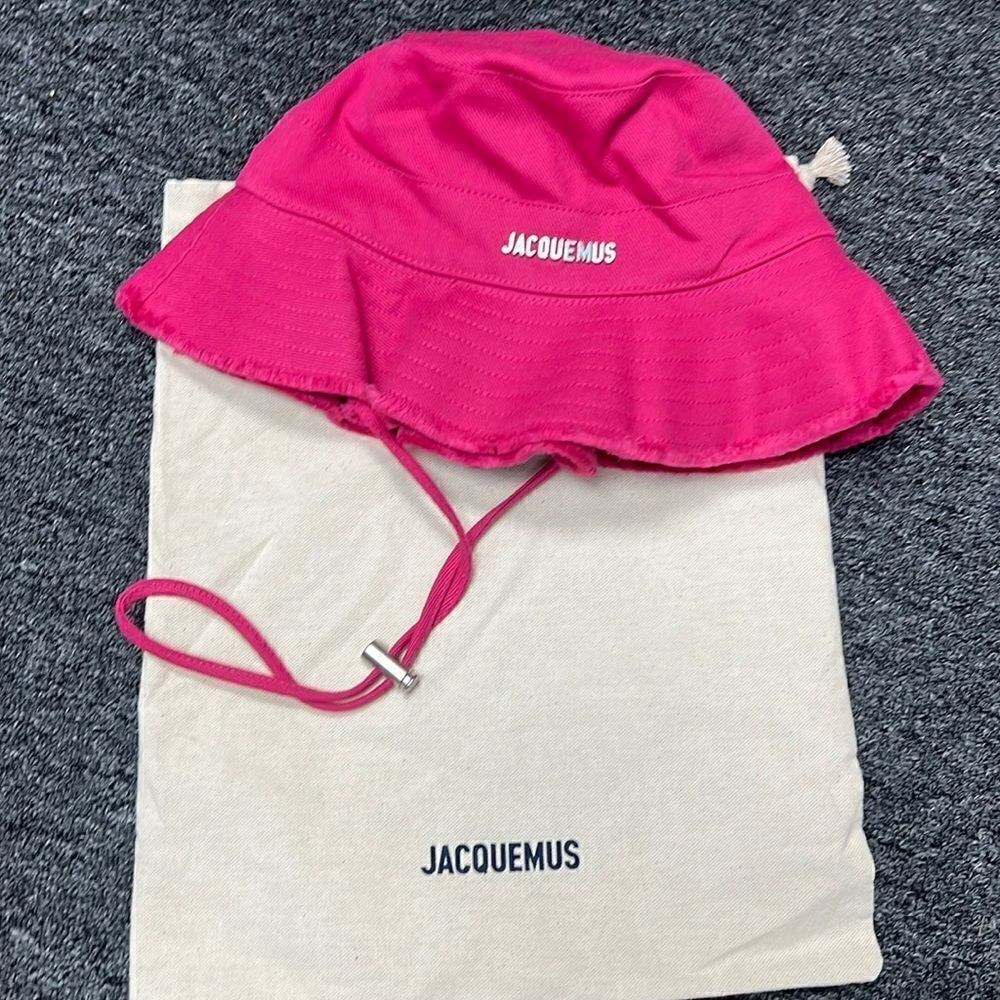 NEW With Tags Jacquemus Bucket Hat Bright Pink - With Dust bag Authentic Size 58 - Picture 2 of 7